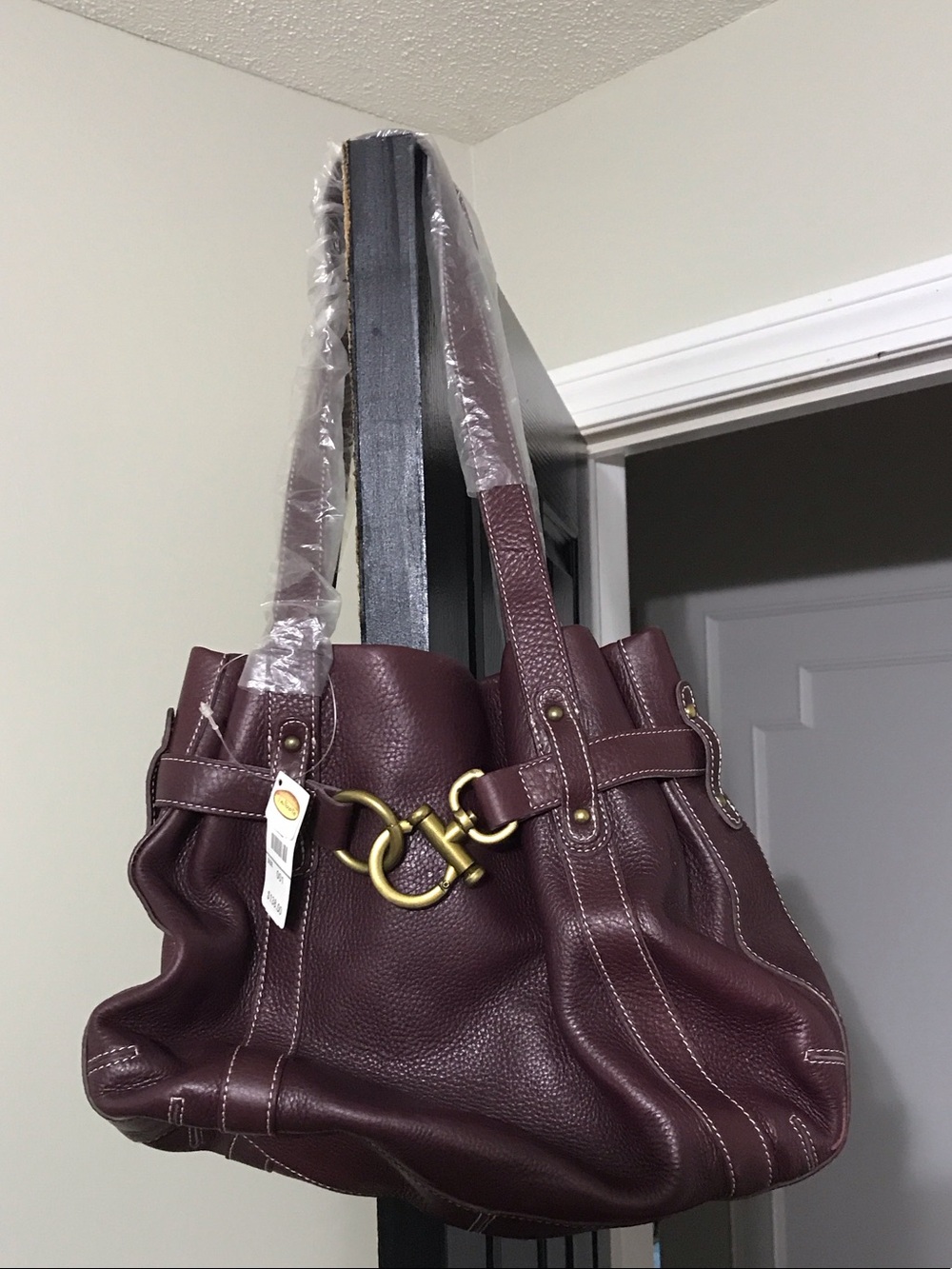 Talbots Pebbled Leather Shoulder Bag in Plum